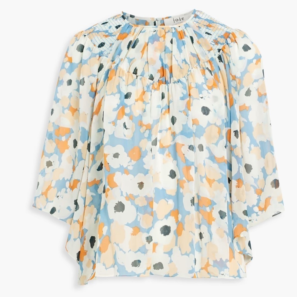 Joie Blue Floral Blouse sz XL